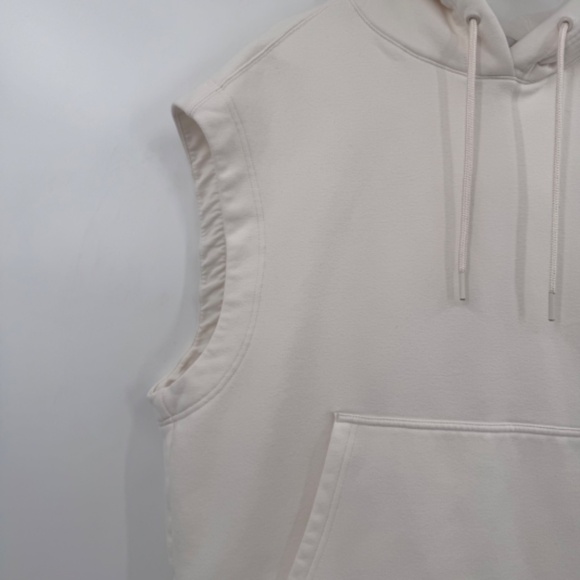 Athleta Hoodie Women Large Ivory Retroplush Cocoon Sleeveless Comfy Oversized - Picture 2 of 12